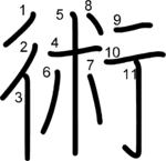kanji stroke order for 術