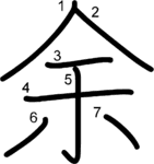 kanji stroke order for 余