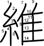 kanji stroke order for 維