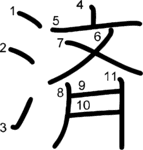 kanji stroke order for 済